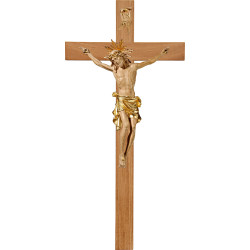 Cristo Pisa en cruz de roble simple ancha